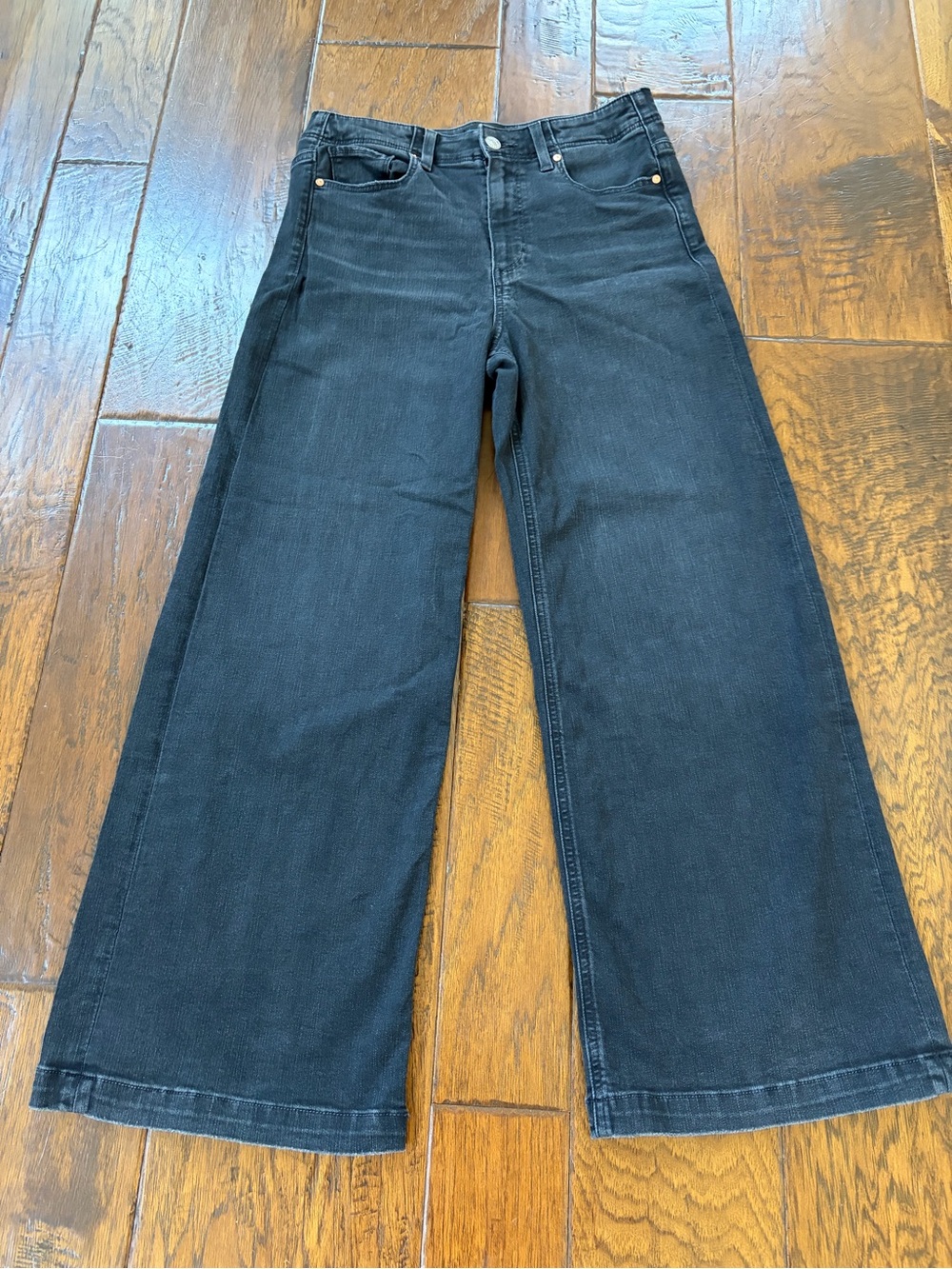 PAIGE Anessa Wide Leg High-Rise Jeans in Black Crop